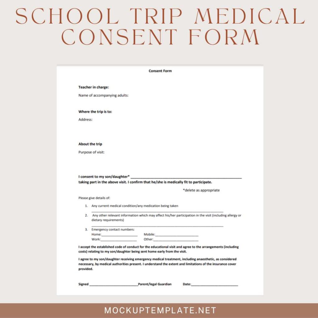 School-Trip-Medical-Consent-Form