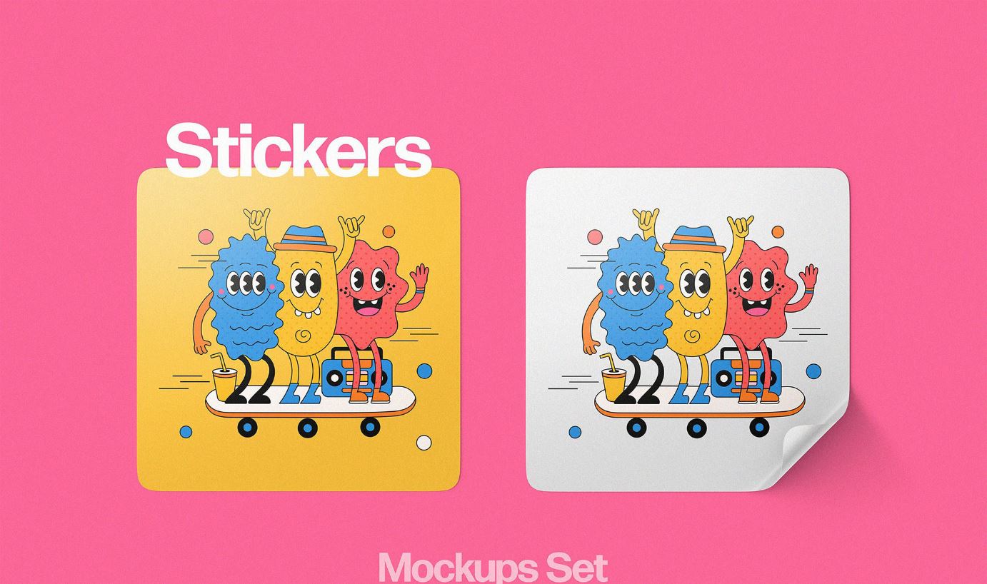 Square Sticker Mockup - Mockuptemplate
