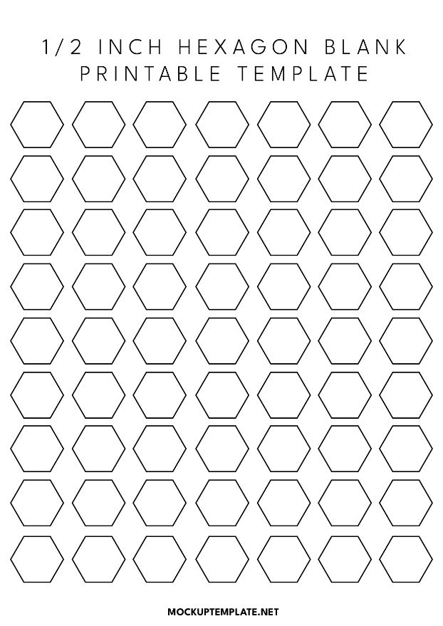 0.5 Inch Hexagon blank Printable Template