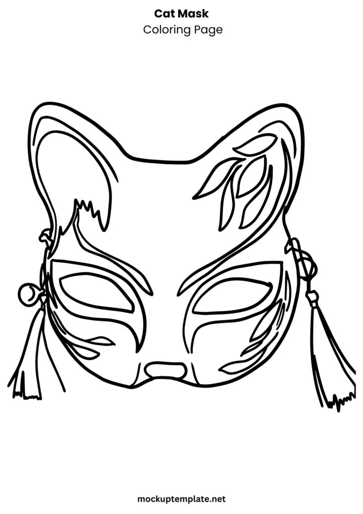 Cat Mask Coloring Page