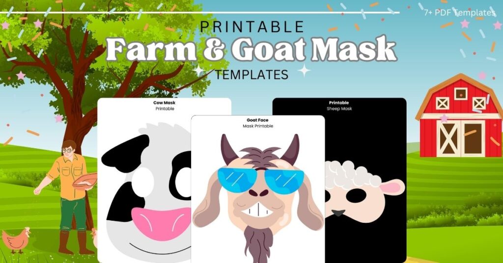 Free Printable farm animal Mask Templates