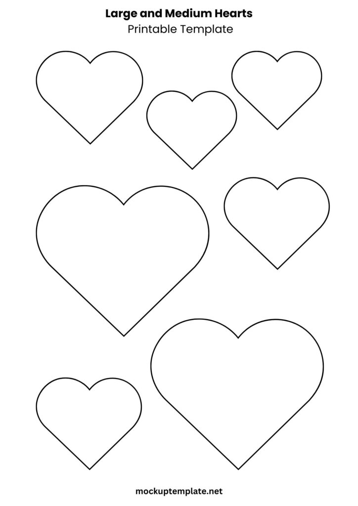 Large and Medium Hearts Printable Template