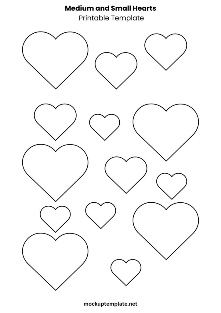 Medium and Small Hearts Printable Template