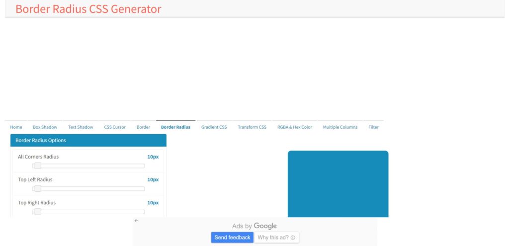 CSSGenerator.org Border Radius Tool