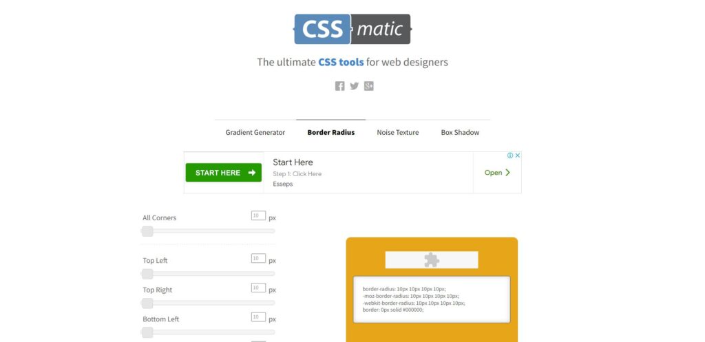 CSSMatic Border Radius Generator