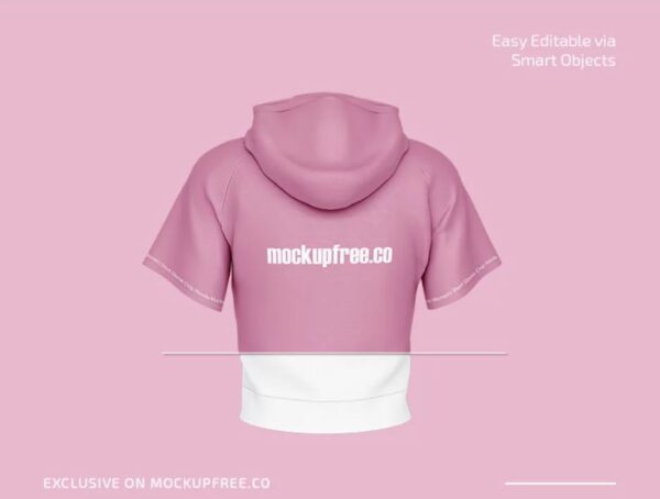 Free Women's Short Sleeve cropped hoodie mockup 02