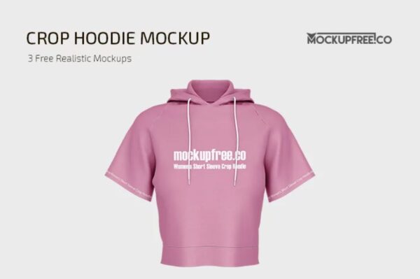 Free Women's Short Sleeve cropped hoodie mockup