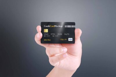 4 Free Credit Card in Hand Mockups