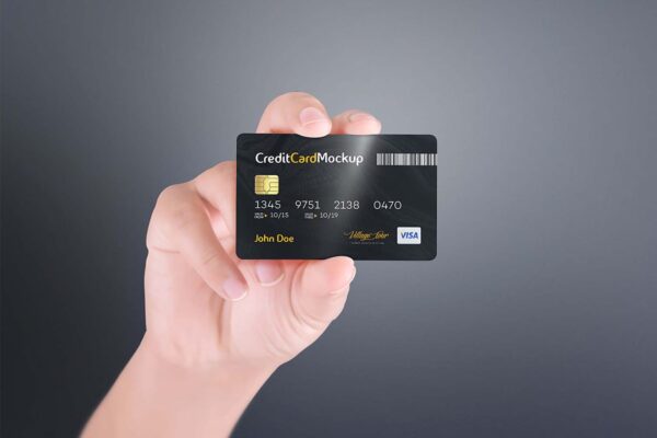 4 Free Credit Card in Hand Mockups PSD