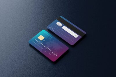 5 Credit Card Mockups in Front and Perspective Views