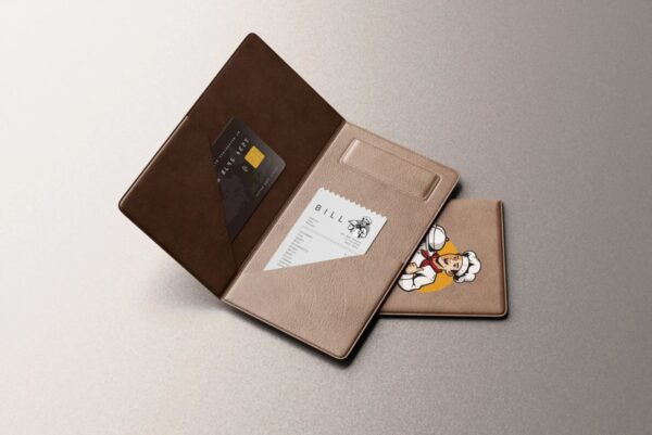 5 Restaurant Check Folder & Credit Card Mockups in Varied Shots 03