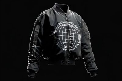 Black Bomber Jacket Mockup