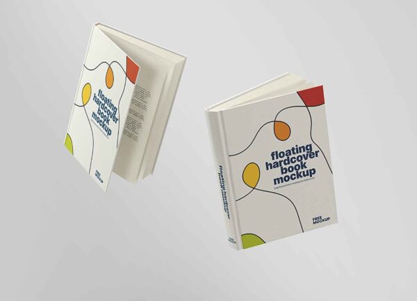 Floating Hardcover Books Mockup