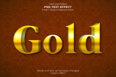 Free 3d Gold text effect PSD