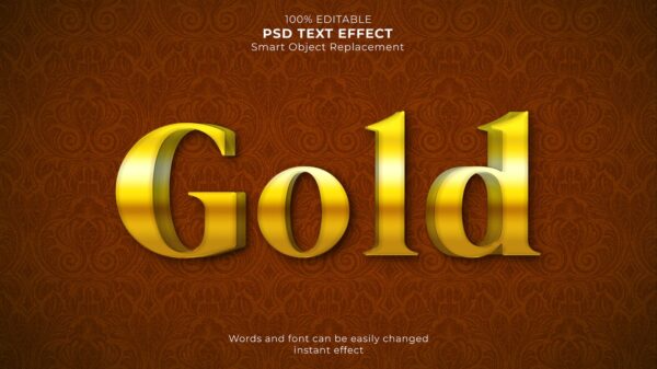 Free 3d Gold text effect PSD