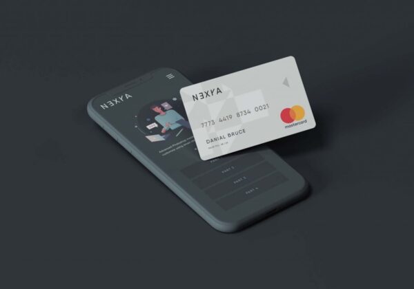 Free Cell Phone with Credit Card Mockup