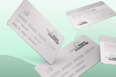 Free Flying Credit Cards Mockup