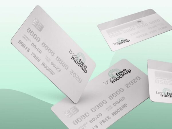 Free Flying Credit Cards Mockup