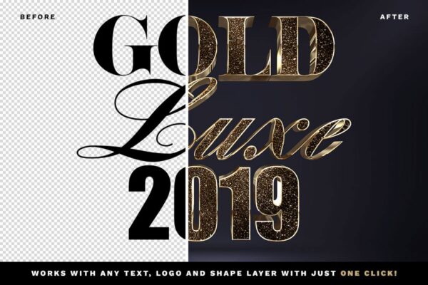 Free Glitter Gold 3D Text Effect - Image 2