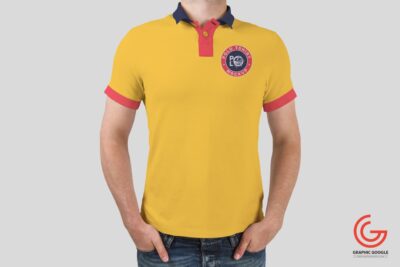 Free Man Wearing Polo T-Shirt Mockup