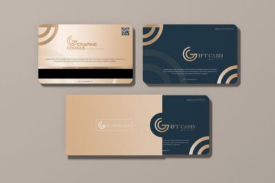 Front View of Modern Gift Cards with a Cover Mockup