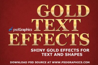 Gold text effects in Photoshop free PSD download