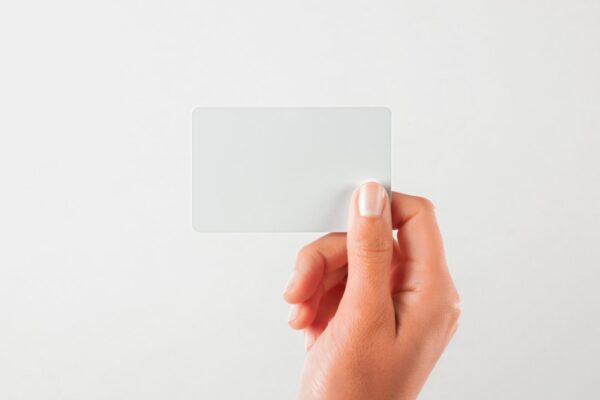 Hand Holding Credit Card Mockup in Front View 02