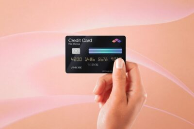 Hand Holding Credit Card Mockup in Front View