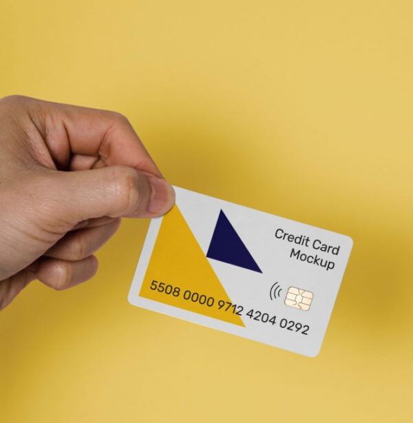 Mockup Featuring a Hand Holding a Credit Card