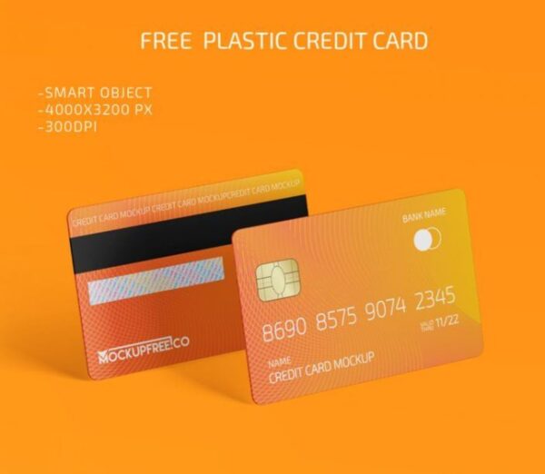 Three Isometric Plastic Credit Cards Mockups