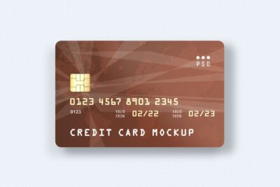 Top View Minimal Credit Card on Floor Mockup