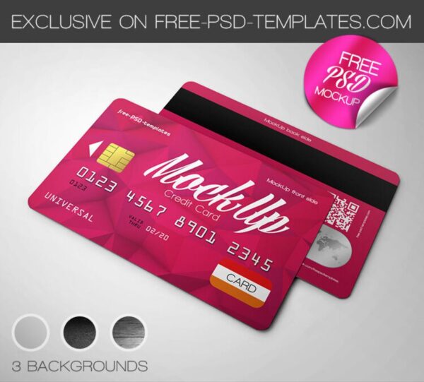 Two Credit Cards Laid in Overhead View Mockup