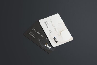 Two Credit Cards Mockup In Different Colors