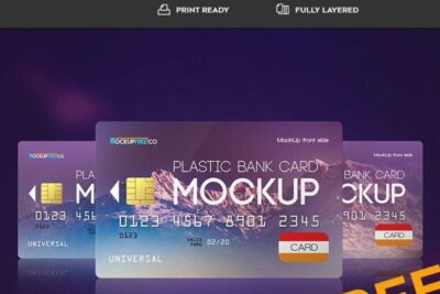 Two Mockups of Plastic Bank Cards in Different Shots