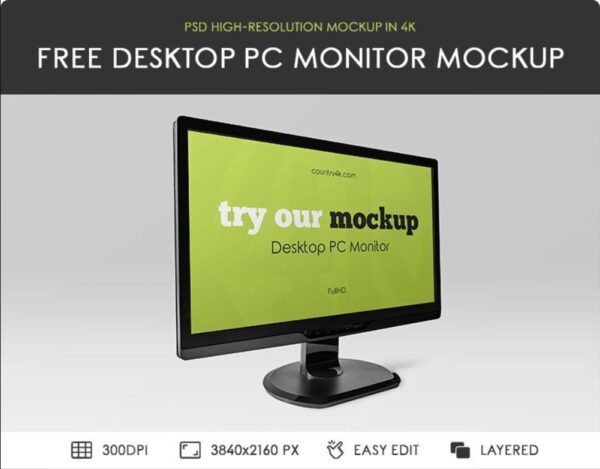 2 Free Desktop PC Monitor Mockups