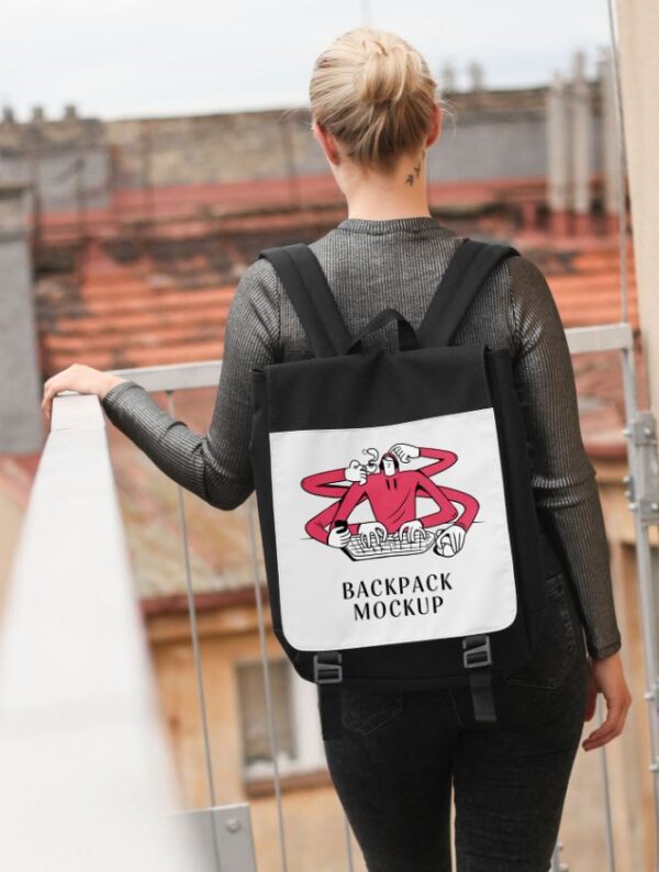 Backpack on Women Mockup