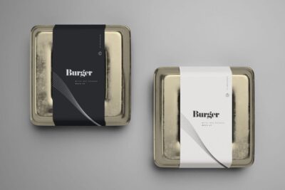 Burger Metal Box Mockup PSD