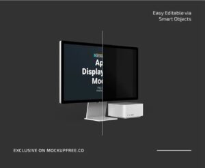 Free Apple Display Studio PSD Mockup