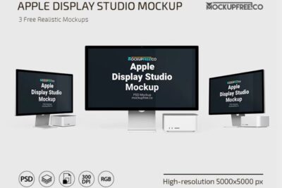 Free Apple Display Studio PSD Mockup