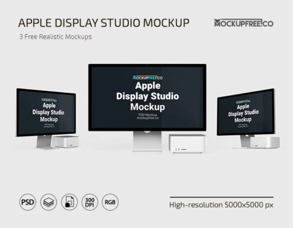 Free Apple Display Studio PSD Mockup