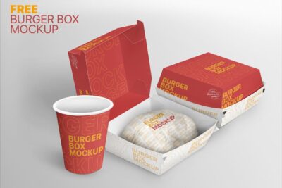 Free Burger Box Mockup