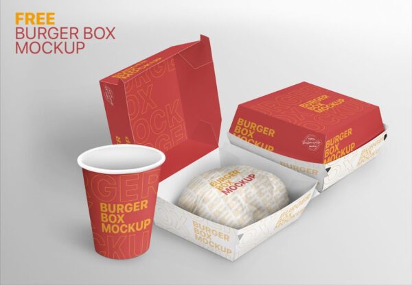 Free Burger Box Mockup