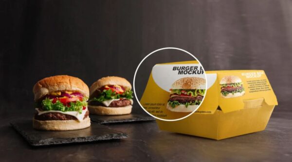 Free Burger Box Mockup PSD Template 2