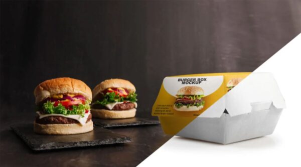 Free Burger Box Mockup PSD Template 3