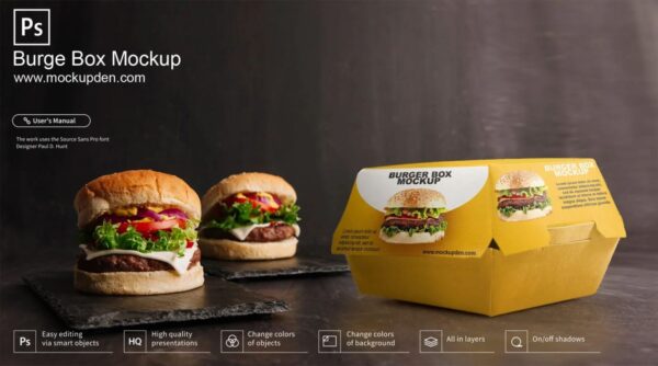 Free Burger Box Mockup PSD Template