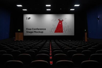 Free Conference Stage Hall Screen Mockup PSD