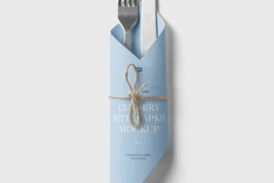 Free Cutlery with Napkin Mockup