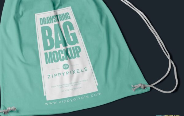 Free Fabric Drawstring Backpack Mockup 2