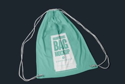 Free Fabric Drawstring Backpack Mockup