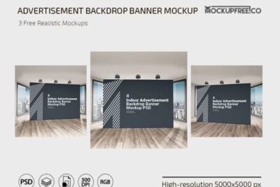 Free Indoor Advertisement Backdrop Banner Mockup PSD